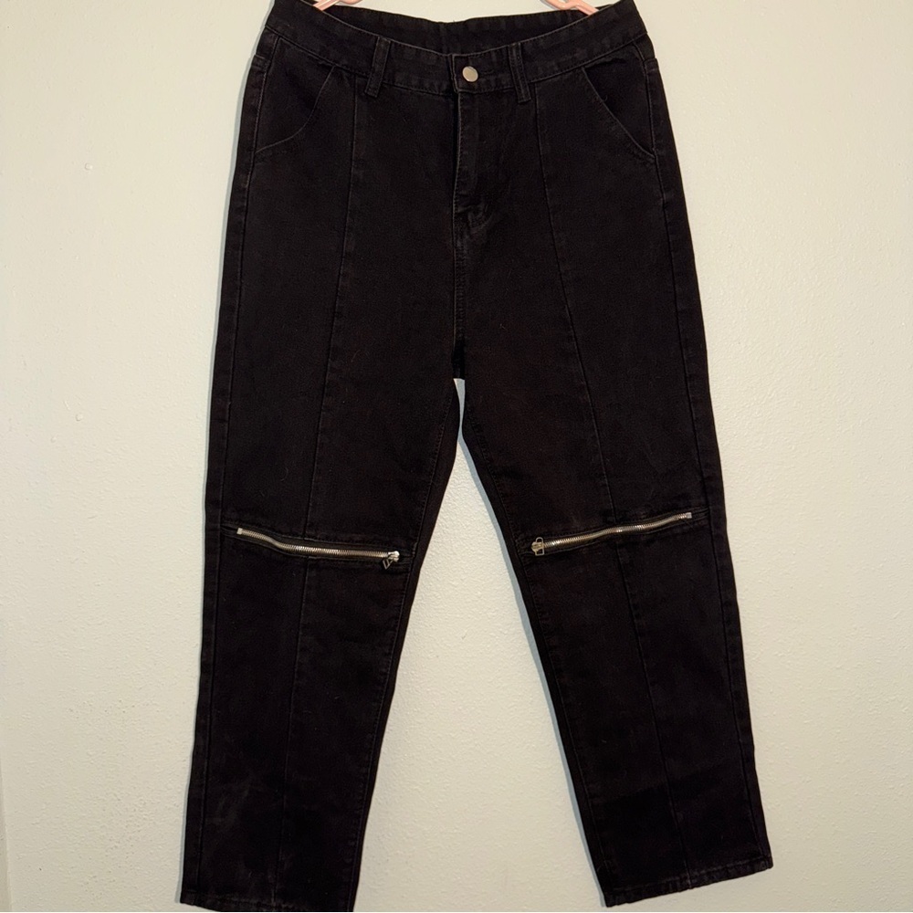 NWT Syiwidii Black Baggy Jeans, High Waist, Zippers, XXL, Grunge, Streetwear​​​